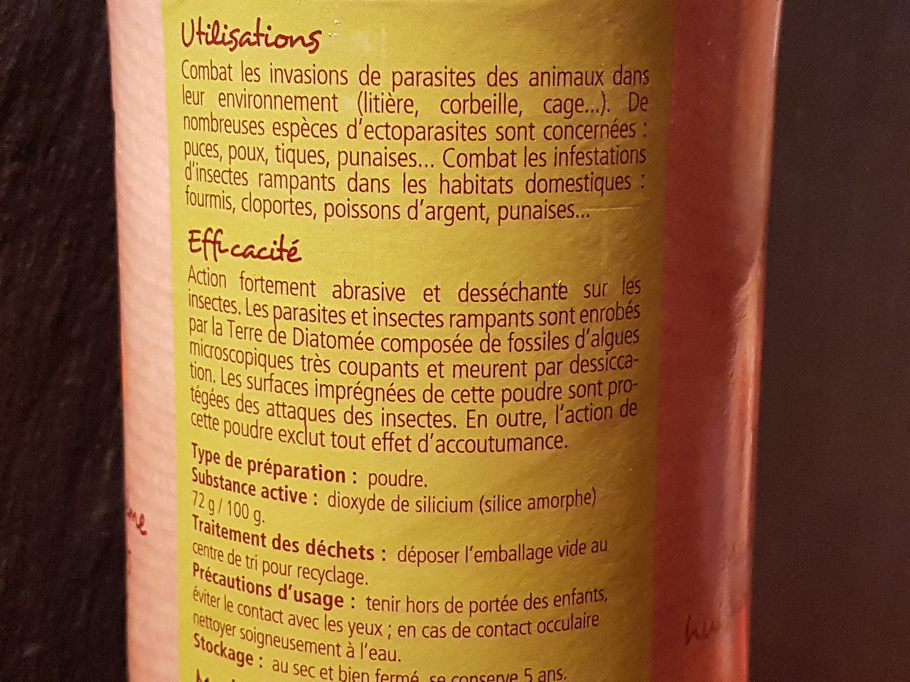 Terre de diatomée blanche alimentaire Bio : Contre poux et parasites